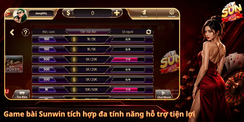 Game bài Sunwin tích hợp đa tính năng hỗ trợ tiện lợi