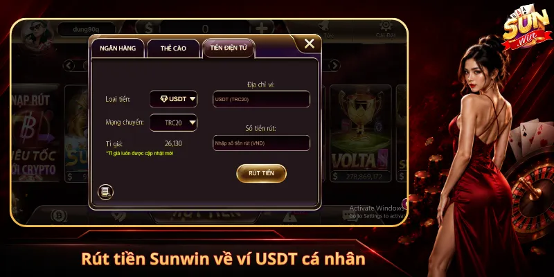Rút tiền Sunwin về ví USDT cá nhân